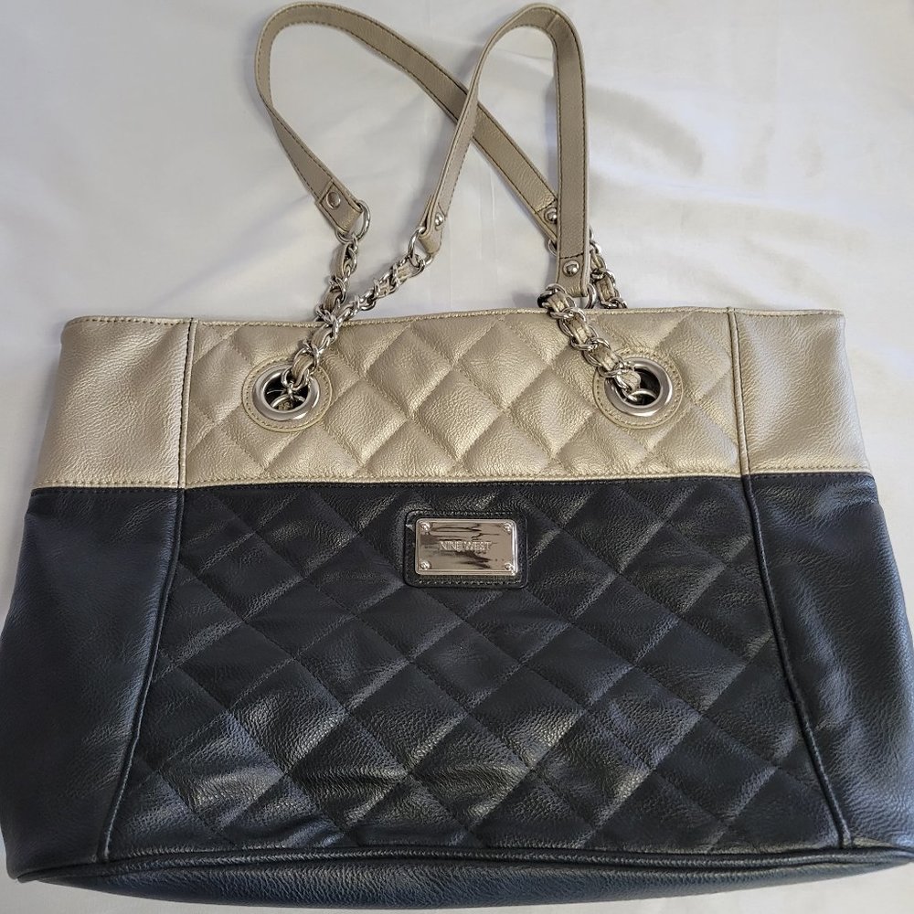 Nine West Black & Gray Tote Shoulder Purse 17'' x 11'' x 5''
